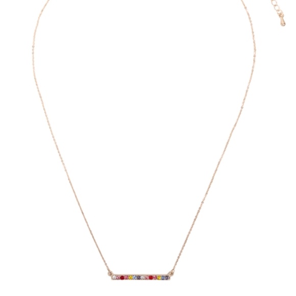 Rainbow bar necklace in Gold color - Picture 4 of 11